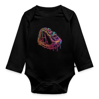 Roller coaster amusement park Popart - Organic Longsleeve Baby Bodysuit - black - Front