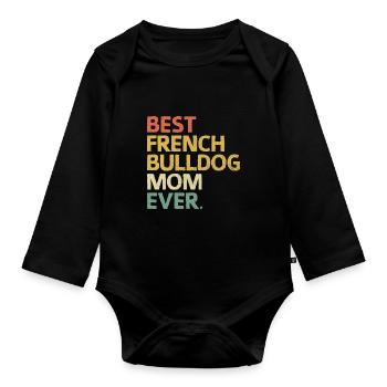 Meilleur bouledogue français maman de tous les temps Frenchie Dog Lover - Body Bébé bio manches longues - noir - Devant