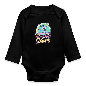 Gymnastique : Bondir pour les étoiles - Body Bébé bio manches longues - noir - Devant