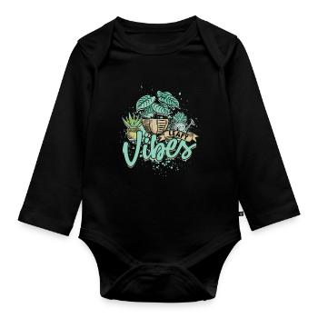 Plant Collector Plant Leafy Vibes - Organic Longsleeve Baby Bodysuit - black - Front