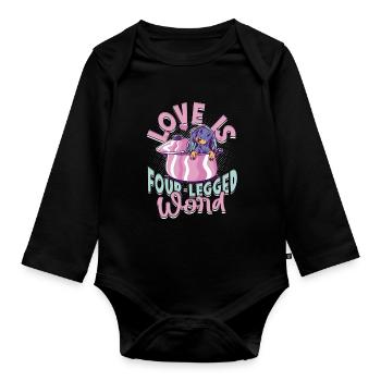 Teckel à poil dur L’amour est un mot à quatre pattes - Body Bébé bio manches longues - noir - Devant