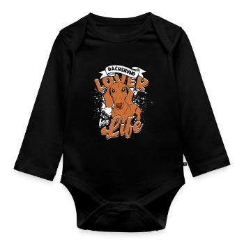 Teckel Teckel à poil dur Amoureux pour la vie - Body Bébé bio manches longues - noir - Devant