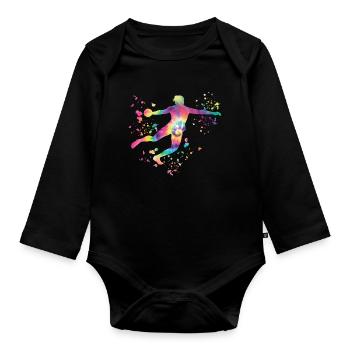 Diskuswerfer Colorsplash Diskuswurf - Baby Bio-Langarm-Body - Schwarz - Vorne