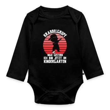 Kindergartenanfang Kindergarten Kindergartenkind G - Baby Bio-Langarm-Body - Schwarz - Vorne