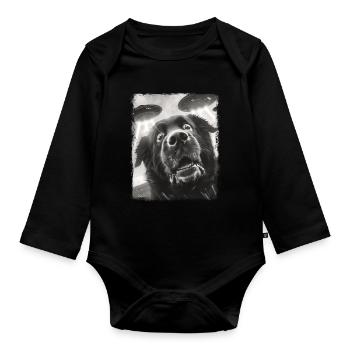 Terre-Neuve chien chien OVNI Alien Alien S - Body Bébé bio manches longues - noir - Devant