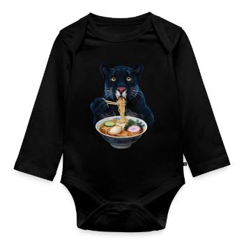 Panther Ramen - Baby Bio-Langarm-Body - Schwarz - Vorne