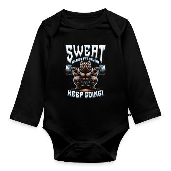 Beintraining Bodybuilder Sweat Is Just fat Crying - Baby Bio-Langarm-Body - Schwarz - Vorne