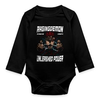 Akuma Fierce Warrior Bold Power & Fury Fanart - Baby Bio-Langarm-Body - Schwarz - Vorne