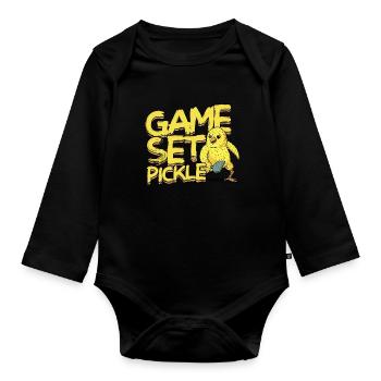 Pickleball Game Set Pickle - Baby Bio-Langarm-Body - Schwarz - Vorne