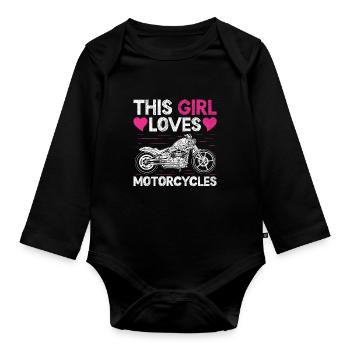 Dieses Mädchen liebt Motorräder Motorradfahren Biker Mot - Baby Bio-Langarm-Body - Schwarz - Vorne