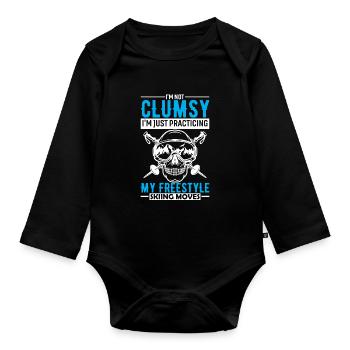 Ich bin nicht tollpatschig, ich übe nur meine Kür - Baby Bio-Langarm-Body - Schwarz - Vorne