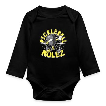 Pickleball Règles du pickleball - Body Bébé bio manches longues - noir - Devant