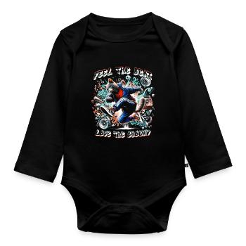 Breakdance B-boy Feel the beat - Organic Longsleeve Baby Bodysuit - black - Front