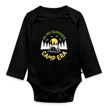 Camping Sommerlager Camper - Baby Bio-Langarm-Body - Schwarz - Vorne