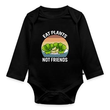 Mangez des plantes, pas des amis - Body Bébé bio manches longues - noir - Devant