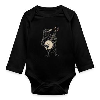 Crow Raven Bluegrass Banjo Player - Organic Longsleeve Baby Bodysuit - black - Front