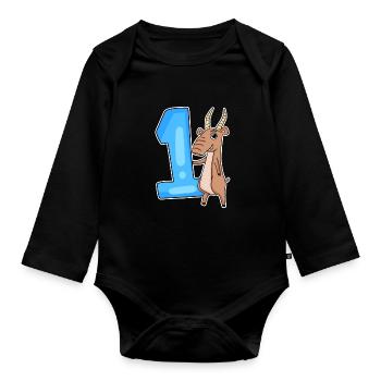1 an - Inscription à l’école - Motif antilope - Numéro 1 - Body Bébé bio manches longues - noir - Devant
