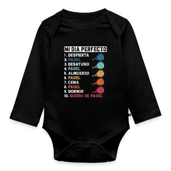 Mein perfekter Tag Spaß Mein perfekter Tag Padel - Baby Bio-Langarm-Body - Schwarz - Vorne