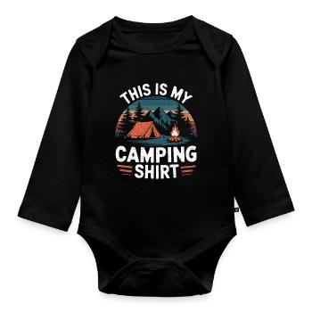C’est ma chemise de camping Campen - Body Bébé bio manches longues - noir - Devant