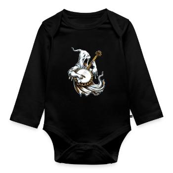 Gespenst Halloween Gespenstische Bluegrass Banjo S - Baby Bio-Langarm-Body - Schwarz - Vorne