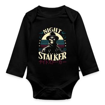 Night Stalker 1985 Crâne rétro & lettres japonaises - Body Bébé bio manches longues - noir - Devant