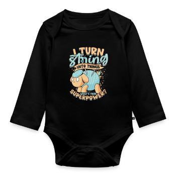 Stricken Häkeln - Baby Bio-Langarm-Body - Schwarz - Vorne
