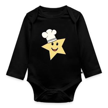 Star Chef Cooks Cook Cooking - Organic Longsleeve Baby Bodysuit - black - Front