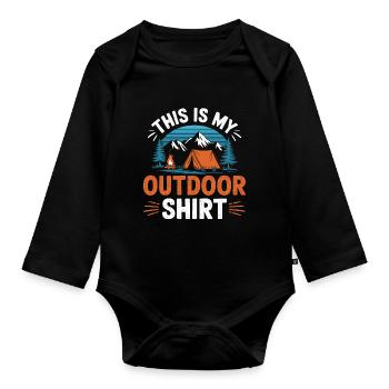 C’est mon Shirt Camping OUTDOOR - Body Bébé bio manches longues - noir - Devant