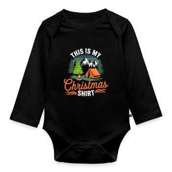 Camping Noël Tenue de Noël en plein air - Body Bébé bio manches longues - noir - Devant