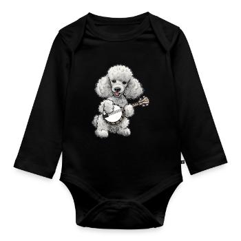 Caniche Chien Bluegrass Joueur de banjo - Body Bébé bio manches longues - noir - Devant