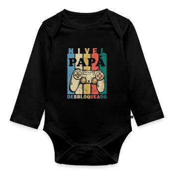 Dad Trainee Funny Future Dad Ad Em - Organic Longsleeve Baby Bodysuit - black - Front