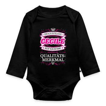 Quality feature Cecile simply Top notch Outfit - Organic Longsleeve Baby Bodysuit - black - Front