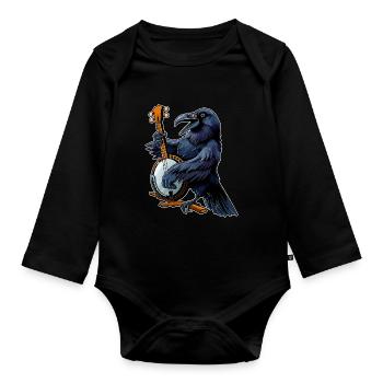Raven Crow Joueur de banjo bluegrass - Body Bébé bio manches longues - noir - Devant