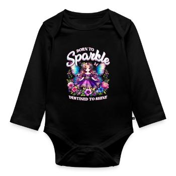 Fairycore Born to sparkle destined to shine - Organic Longsleeve Baby Bodysuit - black - Front