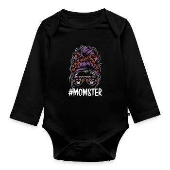 Halloween Momster Monster Mom - Organic Longsleeve Baby Bodysuit - black - Front