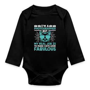 Cat Photographers Cat Lovers Photograpy Cats Photo - Organic Longsleeve Baby Bodysuit - black - Front