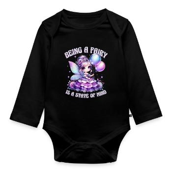 Fairycore Being a fairy is a state of mind - Organic Longsleeve Baby Bodysuit - black - Front