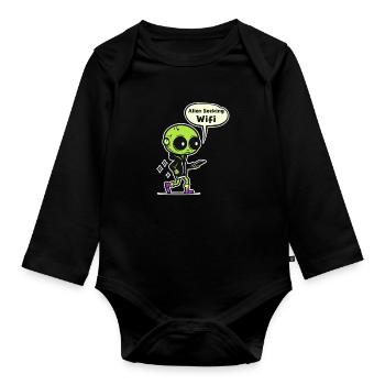 Alien Enlèvement Alien Recherche Wifi - Body Bébé bio manches longues - noir - Devant