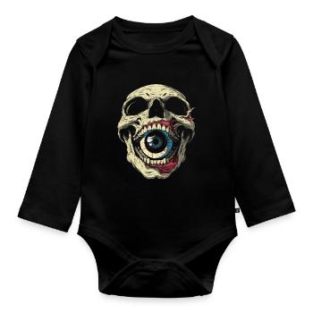 Weirdcore Aesthetic Skull Eyeball Creepy S - Organic Longsleeve Baby Bodysuit - black - Front