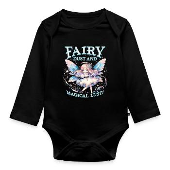 Fairycore Fairycore Fairy dust and magical lust - Organic Longsleeve Baby Bodysuit - black - Front