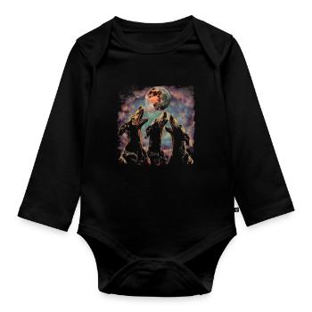 Dobermann Hund Heulender Mond - Baby Bio-Langarm-Body - Schwarz - Vorne
