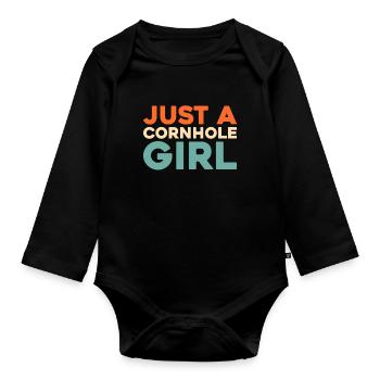 Cornhole Blind Hole Game Just A Cornhole Girl - Organic Longsleeve Baby Bodysuit - black - Front