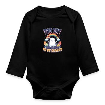 Schwules Halloween Zu schwul, um Angst zu haben - Baby Bio-Langarm-Body - Schwarz - Vorne