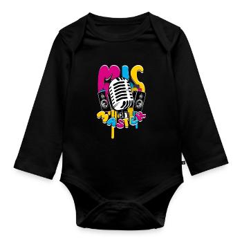 Podcast Podcaster Podcasting Mic Master - Baby Bio-Langarm-Body - Schwarz - Vorne