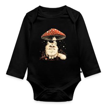 Cottagecore Ästhetische Perserkatze Pilz Witchy Fl - Baby Bio-Langarm-Body - Schwarz - Vorne