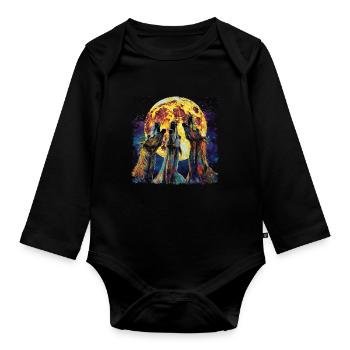Appaloosa Horse Howling Moon - Organic Longsleeve Baby Bodysuit - black - Front