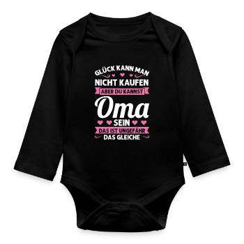 Oma Mutter Tag Omi Geschenk - Baby Bio-Langarm-Body - Schwarz - Vorne