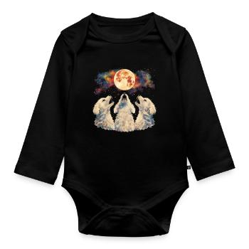 Bichon Frise Dog Howling Moon - Organic Longsleeve Baby Bodysuit - black - Front