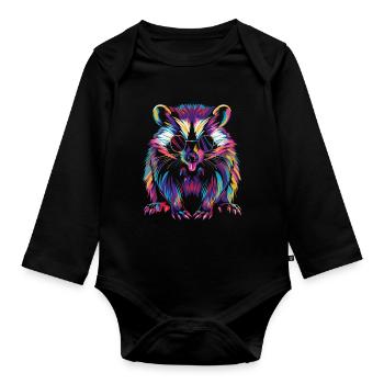 Skunk Animal Lunettes de soleil Pop Art - Body Bébé bio manches longues - noir - Devant