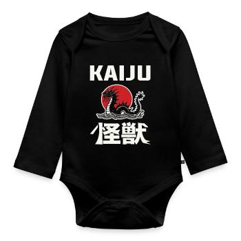 Kaiju Design with Kanji and Sea Monster – For Mons - Organic Longsleeve Baby Bodysuit - black - Front
